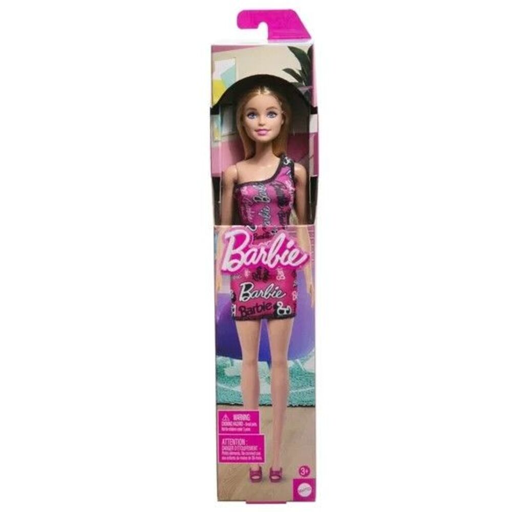 Mattel Barbie Fashion Doll with Straight Blonde Hair Wearing  Pink Dress
